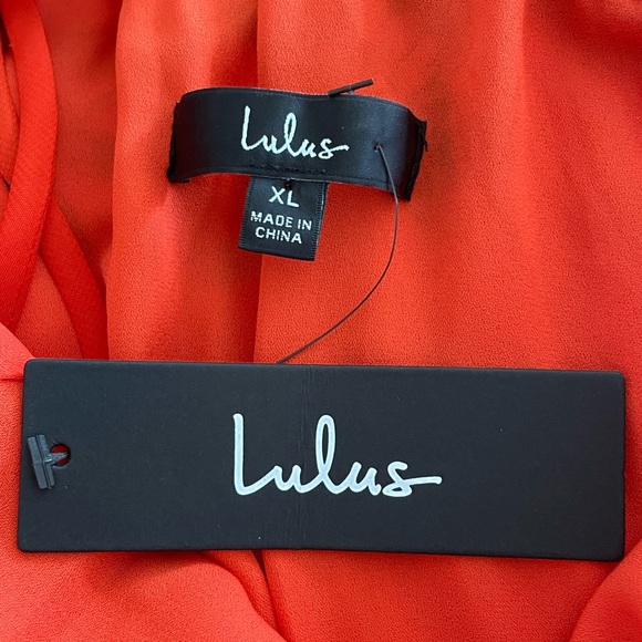 Lulu’s Loved By You Red Orange Floral Print Pleated Chiffon Maxi Dress, XL, NWT - Picture 5 of 5